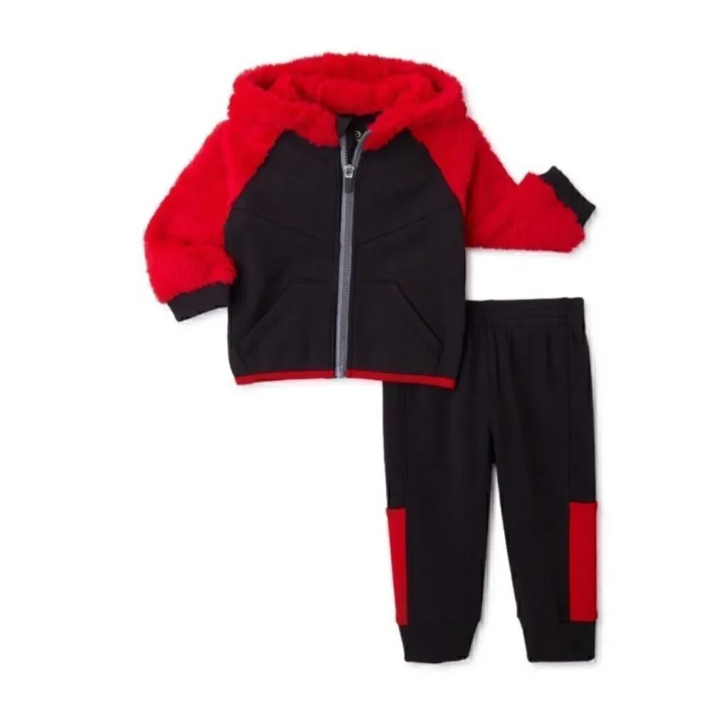 Athletic Works Baby Boys’ Faux Sherpa Hoodie and Pants Set 2-Piece